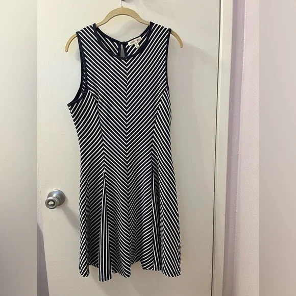 Sophia + Zeke Navy Blue Striped A-Line Dress EUC Size XL - Picture 5 of 9